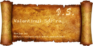 Valentinyi Sára névjegykártya